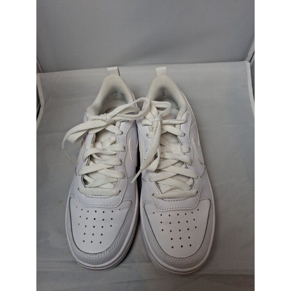 NIKE Court Borough 2 White Leather Sneakers BQ5448-100 Youth Size 4Y